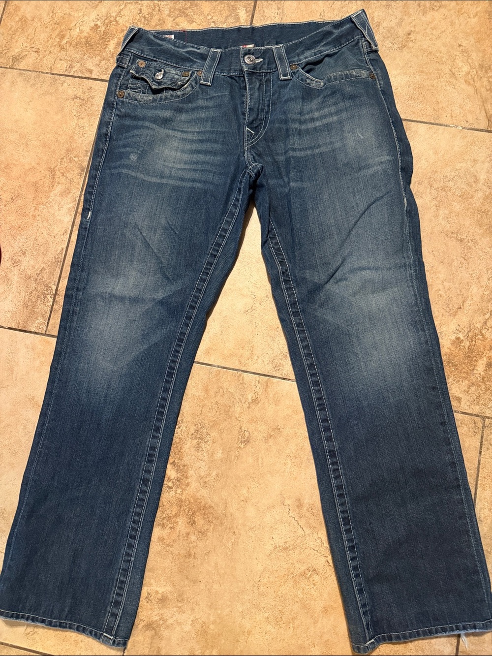 True Religion Men's Dark Wash Straight Jeans